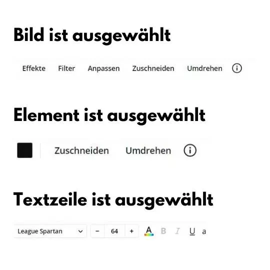 Canva Auswahl unterschiedlicher Ebenen