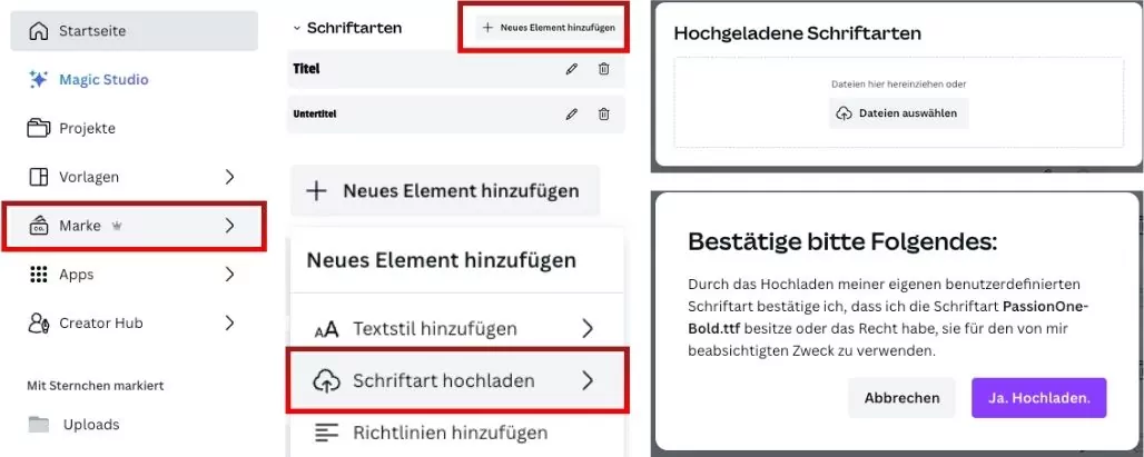 Leo Brockhausen Canva Schriftarten hochladen Anleitung