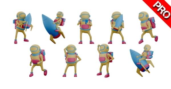 Canva Suchbegriffe 3D Elemente - 3D Astronaut Character Cartoon